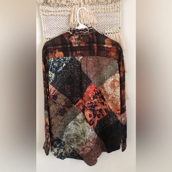 Johnny Was Workshop Octave Floral Print Mix Top S Silk Button Front Long Sleeve - Picture 4 of 5